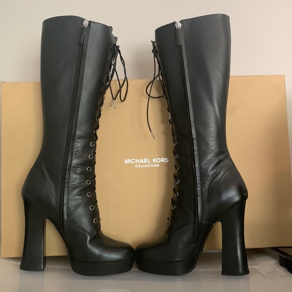 Michael Kors Collection Deandra Calf Leather Platform Boot - Picture 7 of 16